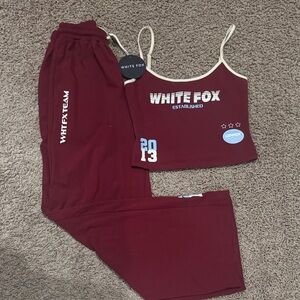 NWT White Fox Boutique Burgundy track set